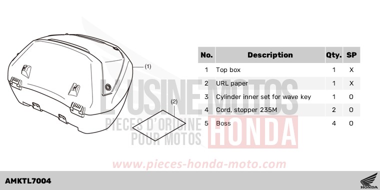 KIT,TOP BOX(SMART) de X-ADV 750 SHASTA WHITE (NH138) 2023